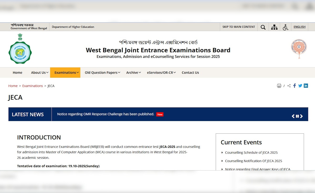 West Bengal Joint Entrance Examinations Board Announces WB JECA Online Counselling Schedule