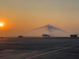 Water Salute After First Landing As Navi Mumbai Airport Begins Flight Ops