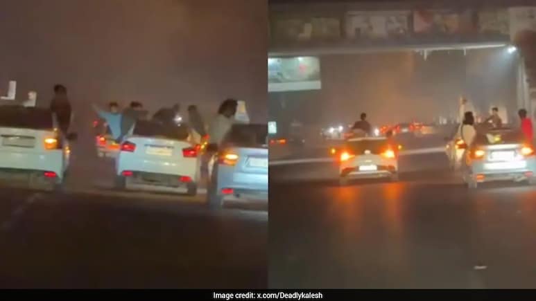 Delhi Cops Arrest 5 After Video Of Them Doing Stunts On Road Goes Viral