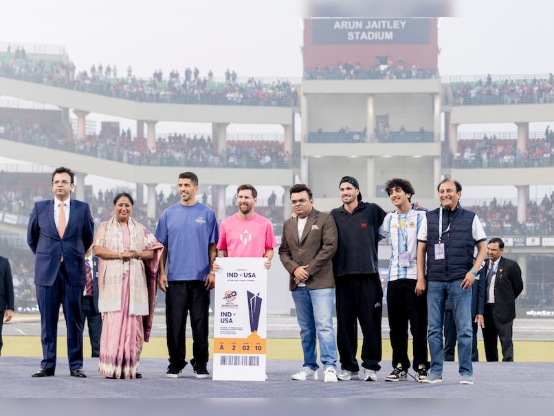 ICC Chairman Jay Shah Gifts Lionel Messi With India vs USA T20 World Cup 2026 Ticket On GOAT Tour