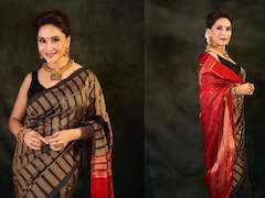Madhuri Dixit Carries 'Quiet Grace' In A Mustard-Black Sonepuri Silk Saree