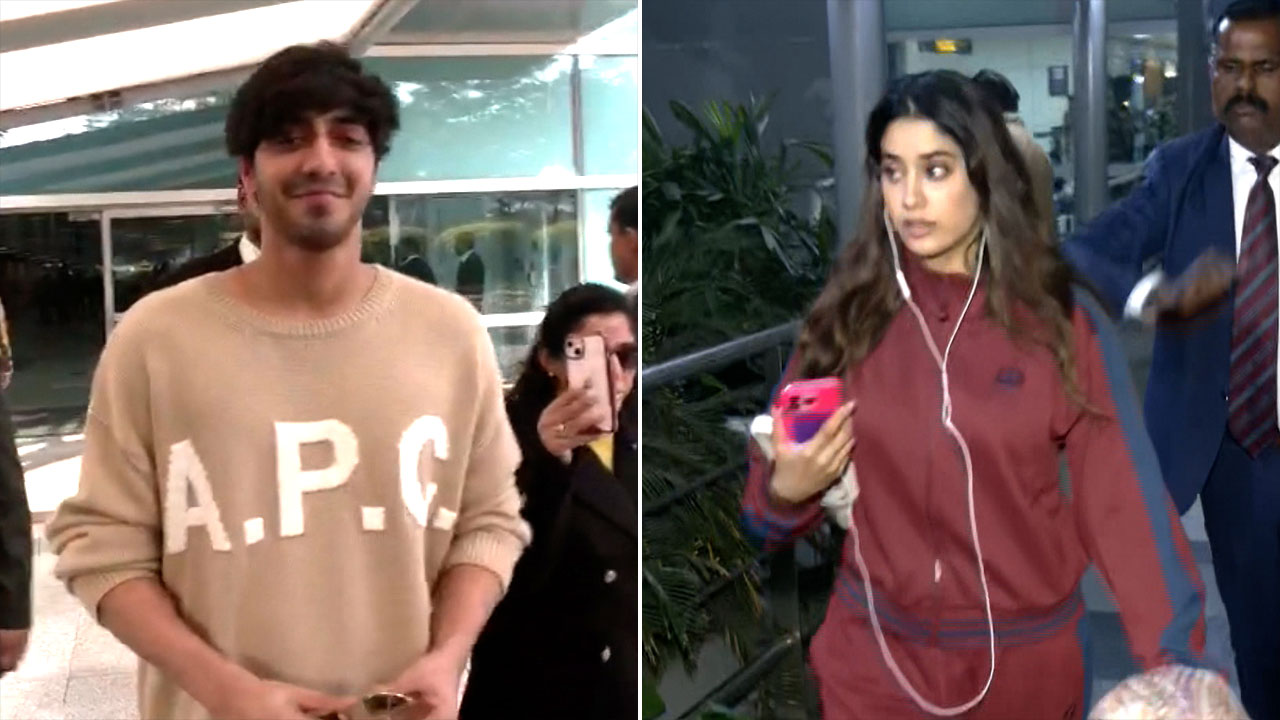 Actors Ahaan Panday, Janhvi Kapoor Reach Delhi for NDTV Indian Of The Year 2025