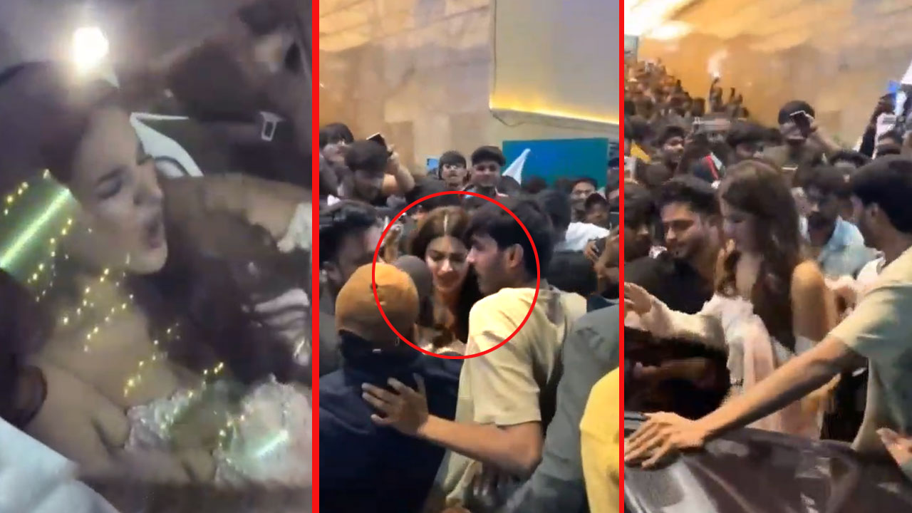 Nidhhi Agerwal Mobbed At The Raja Saab Song Event At Lulu Mall In Hyderabad