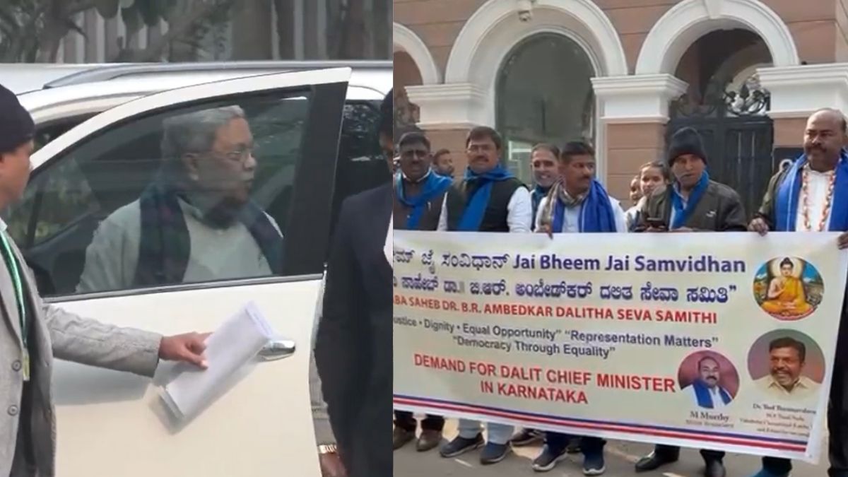 कांग्रेस मुख्यालय में CWC बैठक जारी, बाहर कर्नाटक में दलित CM की मांग पर प्रदर्शन