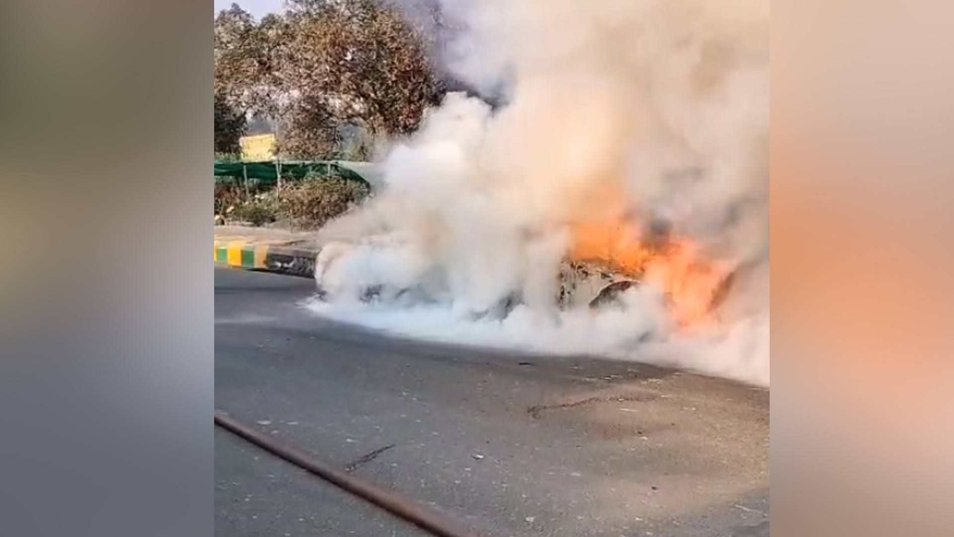 BMW Car Bursts Into Flames In Noida, Driver Escapes Narrowly