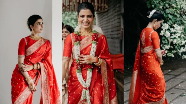 Samantha's Wedding Look Decoded: Custom Red Banarasi Saree, Tree Of Life On Blouse