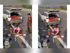 हाइवे पर कार रोक खाना बनाने लगी आंटी, रोटियां सेंकते हुए कही ऐसी बात, लोगों ने पकड़ लिया माथा