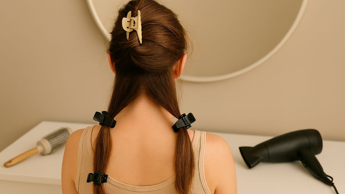 Sectioning hair before blow-drying ensures even drying and reduces frizz. Sectioning hair before blow-drying ensures even drying and reduces frizz.