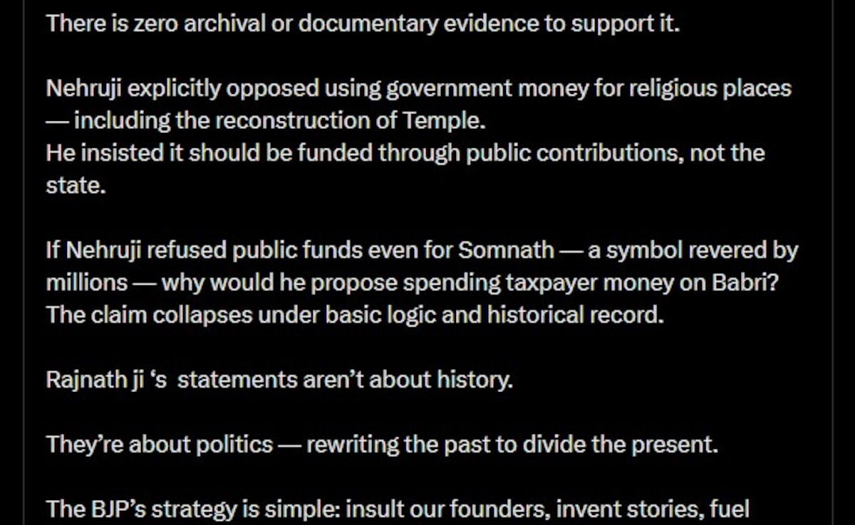 Screengrab from post on X by @manickamtagore