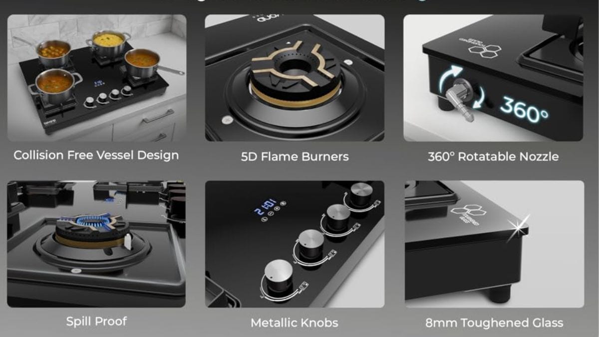 Toughened glass enhances durability and style.