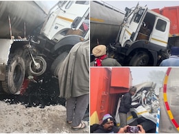 मोगा में कोहरे का कहर: दो ट्रकों की टक्कर के बीच फंस गया बाइक सवार, मौके पर ही तोड़ा दम; 5 अन्य लोग भी हुए बुरी तरह घायल