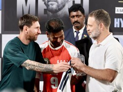 Rahul Gandhi Meets Lionel Messi In Hyderabad During GOAT Tour
