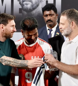 Rahul Gandhi Meets Lionel Messi In Hyderabad During GOAT Tour
