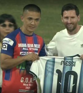 Lionel Messi Gifts His Argentina No. 10 World Cup Jersey To Sunil Chhetri. Conversation Follows