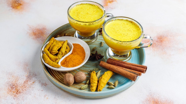 Haldi or turmeric milk benefits for skin.