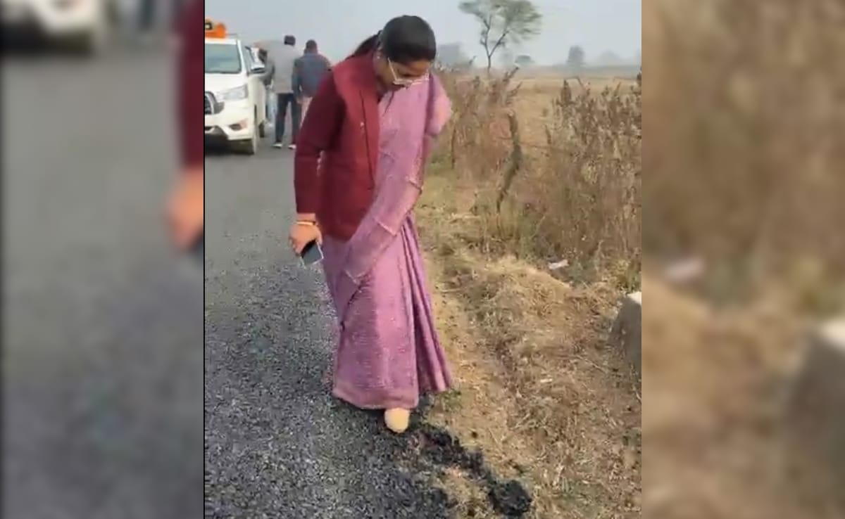 Video: Madhya Pradesh Minister Finds New Road Crumbling Under Her Feet