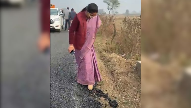Video: Madhya Pradesh Minister Finds New Road Crumbling Under Her Feet