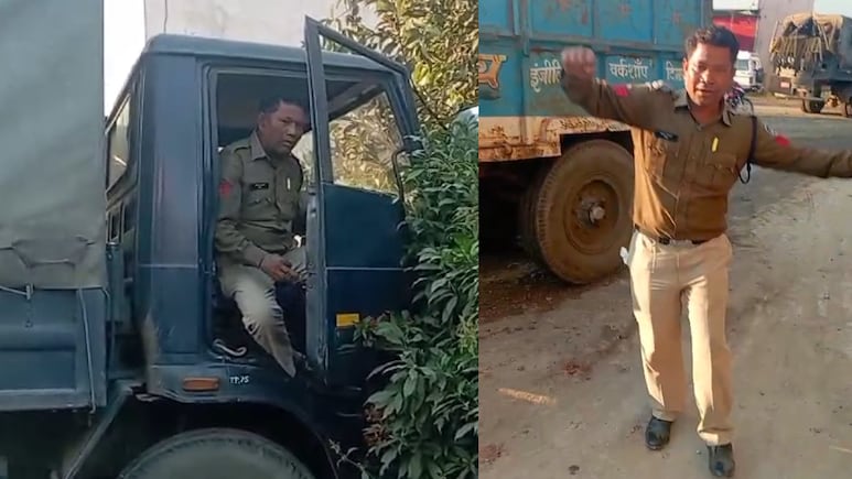 सरकारी ट्रक के एक्&zwj;सीडेंट के बाद जमकर नाचा प्रधान आरक्षक, शराब के नशे में लगाए ठुमके