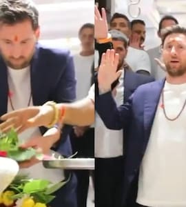 Lionel Messi Chants "<i>Har Har Mahadev</i>", Offers Prayers In Hindu Tradition As India Tour Ends. Watch