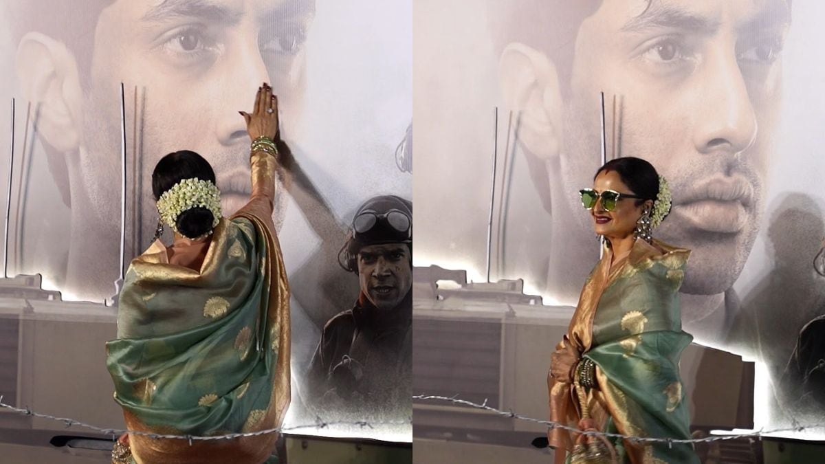 Rekha's Flying Kiss To Bachchan's Grandson's Poster At Ikkis Screening