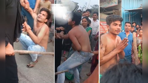 लात-डंडों से सरेआम पिटाई... छेड़छाड़ करने वाले मनचले की महिला ने ऐसी लगाई क्लास कि मांगने लगा माफी