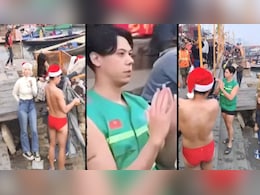 गंगा में स्विमसूट पहन नहा रहा था जापानी, लोकल लोगों की नाराजगी देख हाथ जोड़कर मांगी माफी