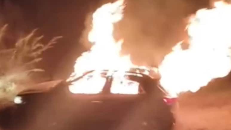 Cop Burnt Alive After Car Rams Divider, Bursts Into Flames In Karnataka