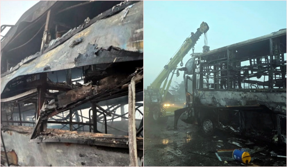 यमुना एक्सप्रेसवे पर भयानक मंजर, NDTV ने घटनास्थल से दिखाया जली हुई बसों और गाड़ियों का हाल, सबकुछ हो गया खाक