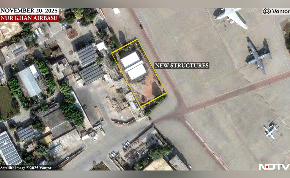 Two new structures appear at the site in Nur Khan Airbase, located in Rawalpindi, which was struck by the IAF on May 10. This is believed to have been a command-in-control facility. Two new structures appear at the site in Nur Khan Airbase, located in Rawalpindi, which was struck by the IAF on May 10. This is believed to have been a command-in-control facility.