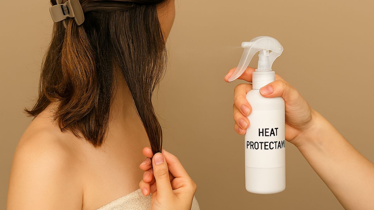 Heat protectant acts like sunscreen for your hair, don't skip this step. Heat protectant acts like sunscreen for your hair, don't skip this step.