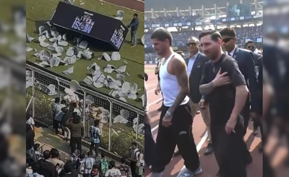 Massive Chaos At Lionel Messis Kolkata Event; Fans Throw Chairs, Bottles