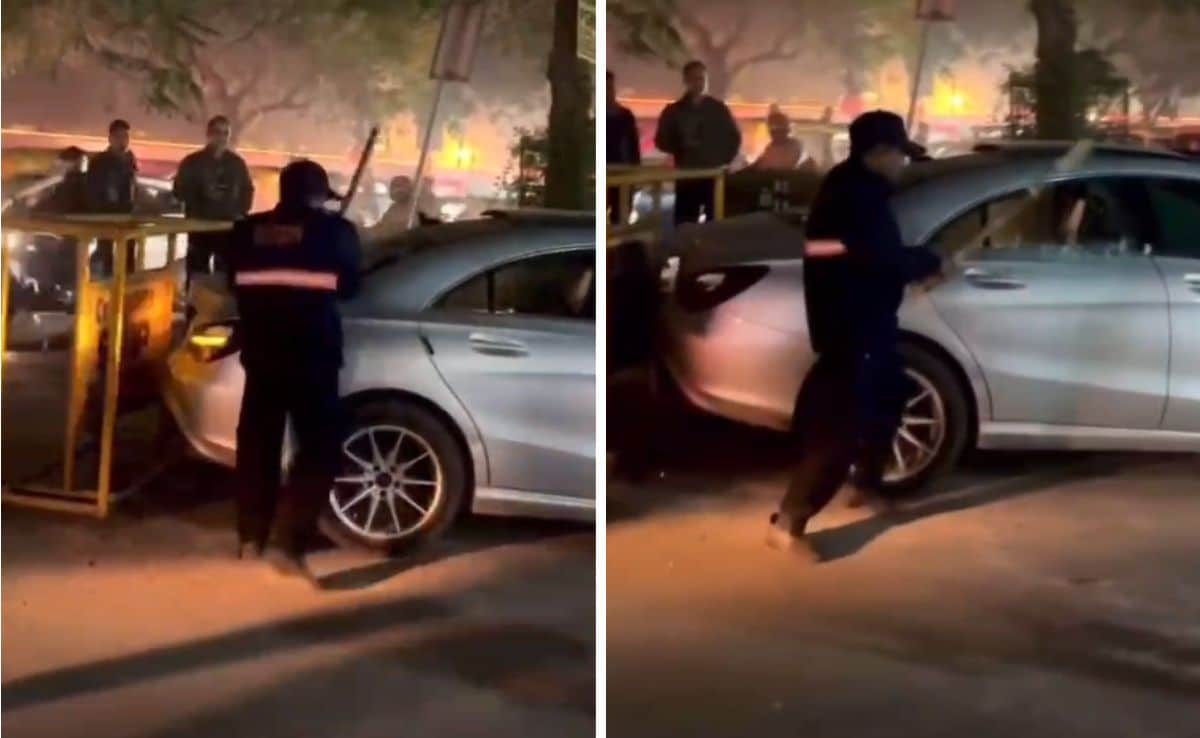 Video: Guards Smash Mercedes' Windscreen, Windows With Sticks In Gurugram