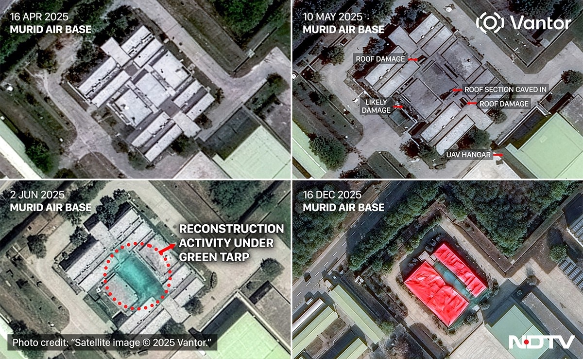 Sequence of pre-strike, post-strike and reconstruction of the PAF facility struck in Murid. High-res image here Sequence of pre-strike, post-strike and reconstruction of the PAF facility struck in Murid. High-res image here