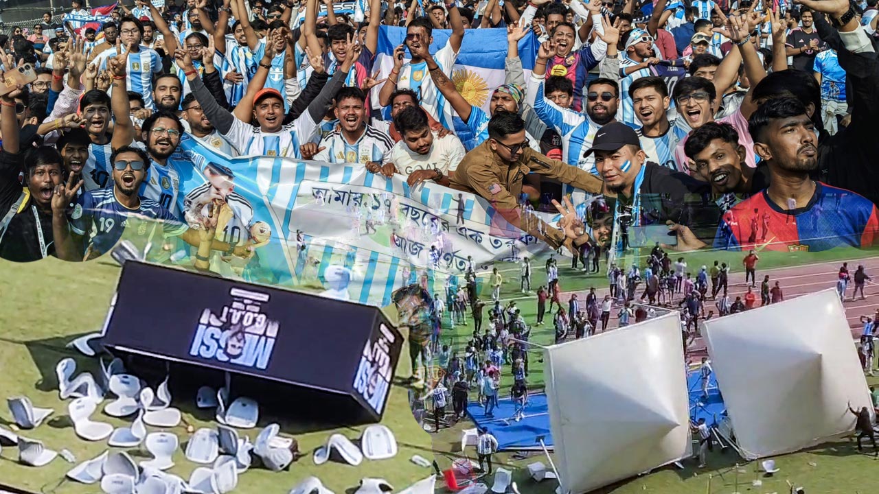 Kolkata Messi Mania Turns Chaotic: Fans Storm Stadium, Chairs Vandalised