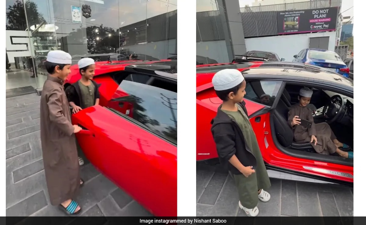 Owner Lets Kids Sit in Lamborghini