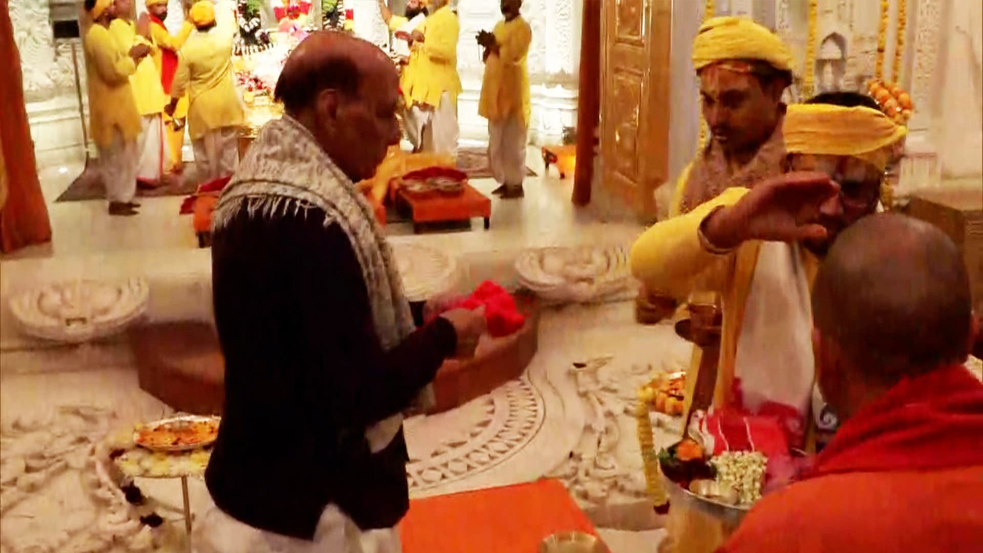 Pratishtha Dwadashi Celebrated At Ram Mandir As Rajnath Singh, Yogi Adityanath Visit Ayodhya