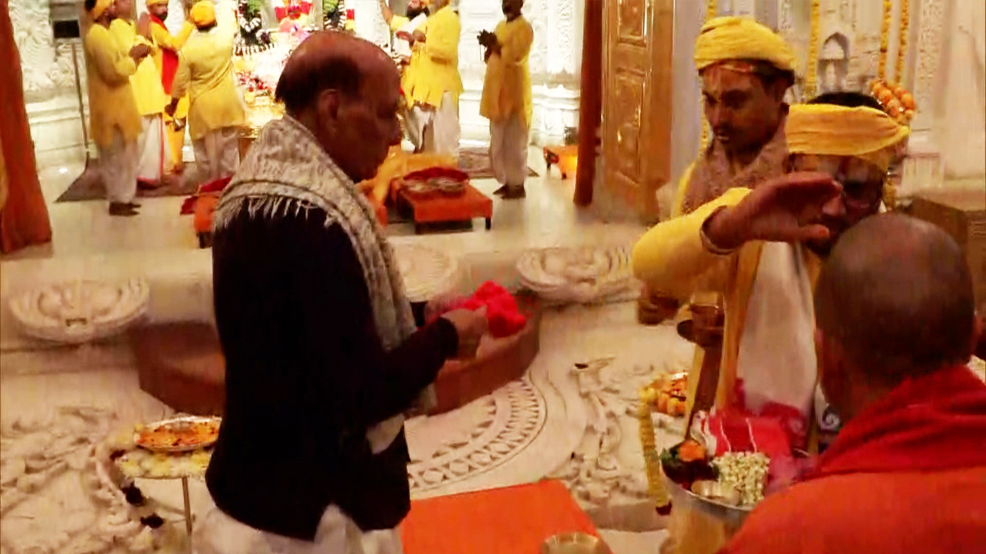 Pratishtha Dwadashi Celebrated At Ram Mandir As Rajnath Singh, Yogi Adityanath Visit Ayodhya