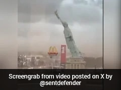 Strong Winds Topple Statue Of Liberty - It's Not The One In New York