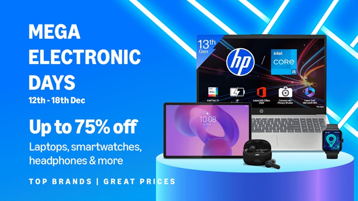 Amazon Mega Electronics Days Sale: 75% डिस्काउंट पर खरीदें लैपटॉप,स्मार्टवॉच और ईयरबड्स