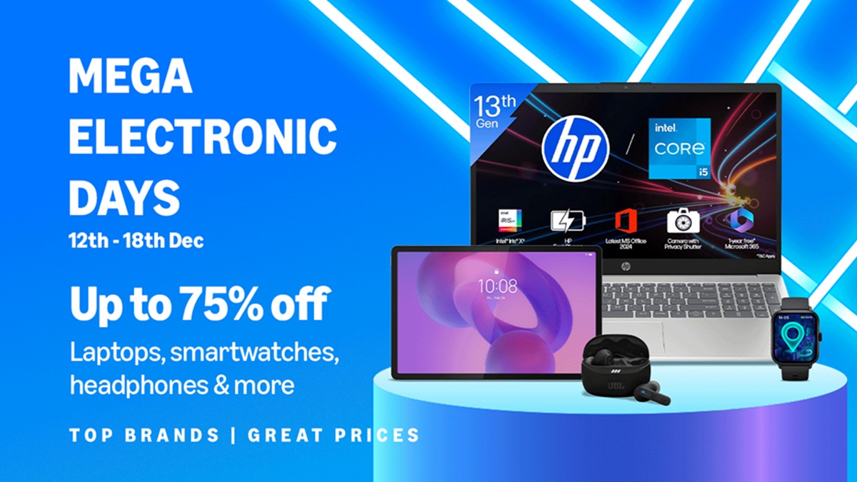 Amazon Mega Electronics Days Sale: 75% डिस्काउंट पर खरीदें लैपटॉप,स्मार्टवॉच और ईयरबड्स