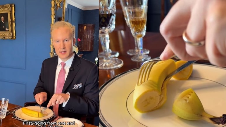 आज तक गलत तरह से केला खाते रहे हम, इस फिरंगी ने सिखाया सही तरीका, छिड़ गई बहस