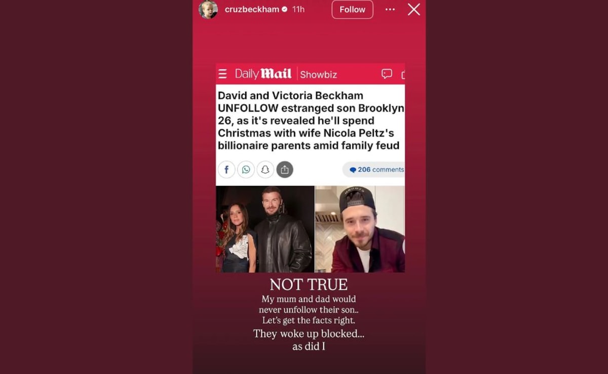 Cruz Beckham claims Brooklyn has blocked their parents, David and Victoria. Cruz Beckham/ Instagram