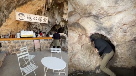 This Coffee Shop In China Is Inside A Cave, And Customers Need Headgear