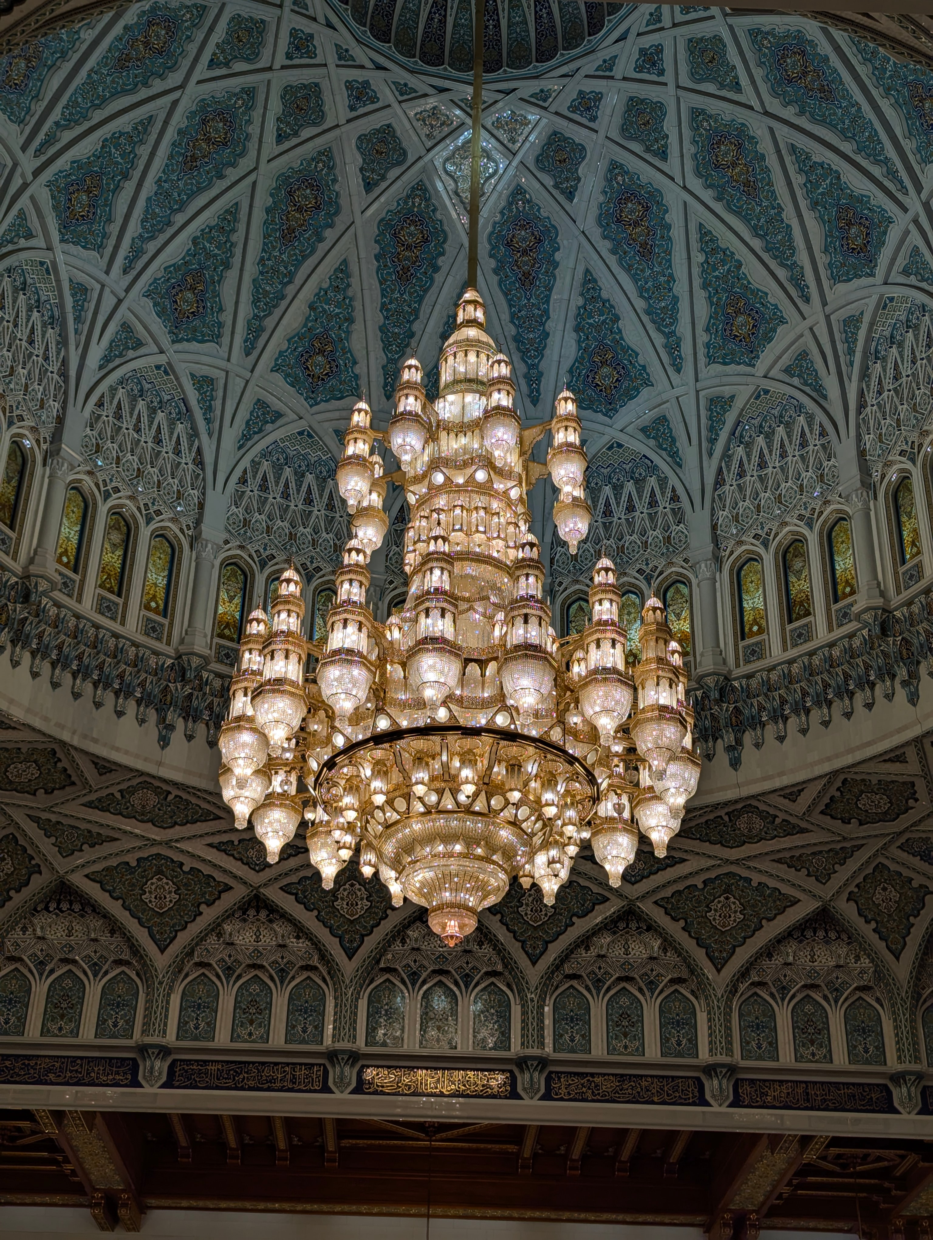 The chandelier inside Sultan Qaboos Grand Mosque was once the worlds biggest. It is now the second biggest, after Abu Dhabis Sheikh Zayed Mosque. Photo: Author The chandelier inside Sultan Qaboos Grand Mosque was once the worlds biggest. It is now the second biggest, after Abu Dhabis Sheikh Zayed Mosque. Photo: Author