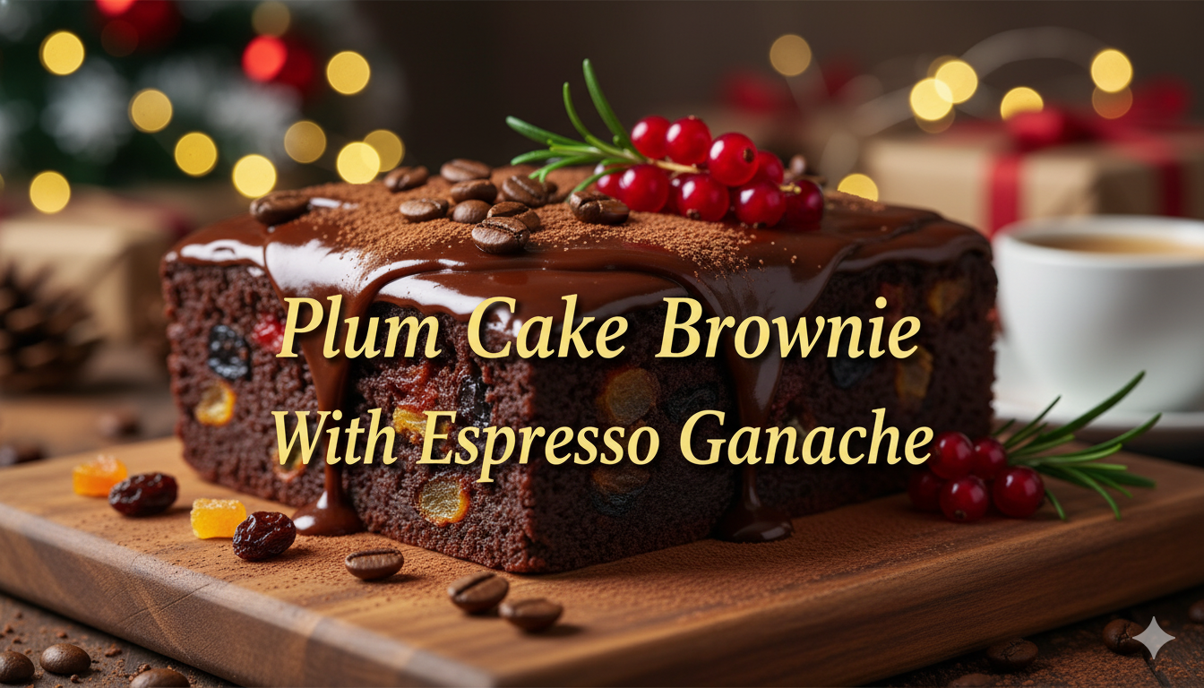 How To Make A Plum Cake Brownie With Espresso Ganache For Christmas