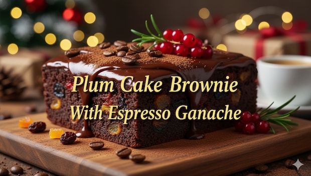 How To Make A Plum Cake Brownie With Espresso Ganache For Christmas