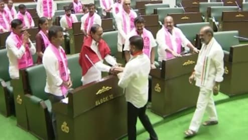 Amid War Of Words, A Handshake Between Revanth Reddy And KCR