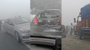 कोहरे में कोहराम, ग्रेटर नोएडा में एक्सप्रेसवे पर धड़ाधड़ टकराईं गाड़ियां, लगा लंबा जाम, अमरोहा में एक की मौत