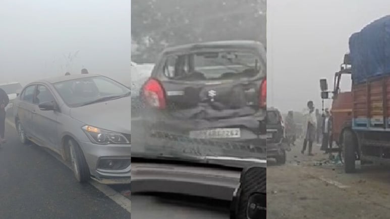 कोहरे में कोहराम, ग्रेटर नोएडा में एक्सप्रेसवे पर धड़ाधड़ टकराईं गाड़ियां, लगा लंबा जाम, अमरोहा में एक की मौत