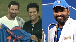 Watch: "Mumbai <i>Cha Raja</i>" - Rohit Sharma Chants Hog Limelight At Wankhede During Lionel Messi's GOAT Tour